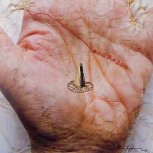 THE LINE OF THE HEART, Embroidery on photography, 11.8x11.8inches, 2009