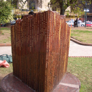 Memorial to the victims of terrorist atack to A.M.I.A
Lavalle Square- Buenos Aires-Argentina- Quebracho wood and marble, 63x63 inches, 1996