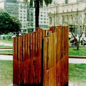 Memorial to the victims of terrorist atack to A.M.I.A
Lavalle Square- Buenos Aires-Argentina- Quebracho wood and marble, 63x63 inches, 1996